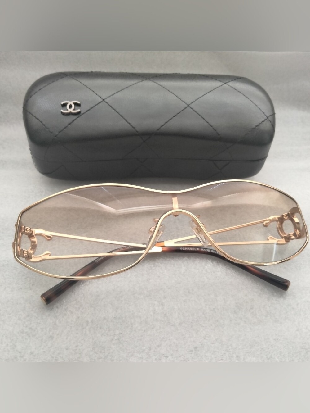CHANEL Rhinestone CC Logo Golden Tone Sunglasses - Picture 9 of 16